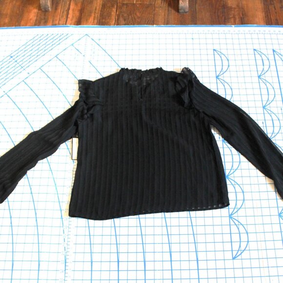 Romeo & Juliet Couture Sheer Black Blouse w/ Ruffles, Small, NWT - Picture 2 of 7